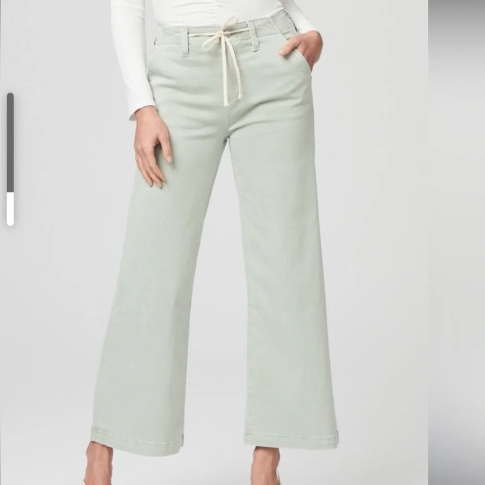 NWT PAIGE Carly High Rise Wide‎ Leg Jeans in Vintage Salty Sea Spring Summer